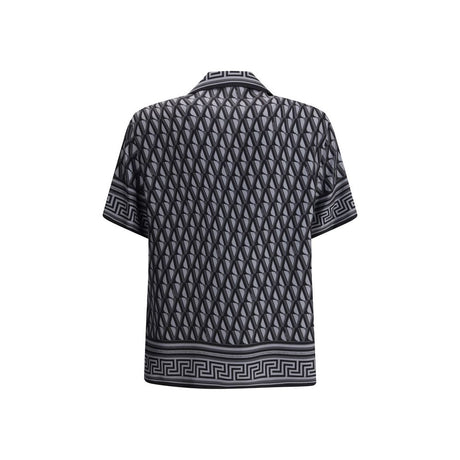 Versace Gray Silk Pattern Shirt