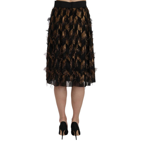 Dolce & Gabbana Bicolor Silk Midi Skirt