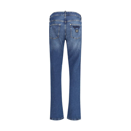 Philipp Plein Blue Cotton Straight-Leg Jeans