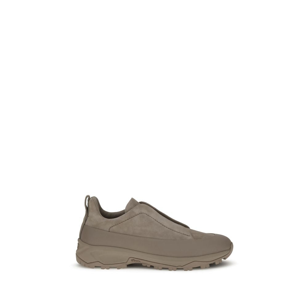 ZEGNA Beige Calf Leather Bos Taurus Athletic Sneakers
