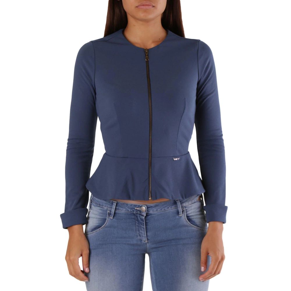 Met Blue Polyamide Full-Length Jacket