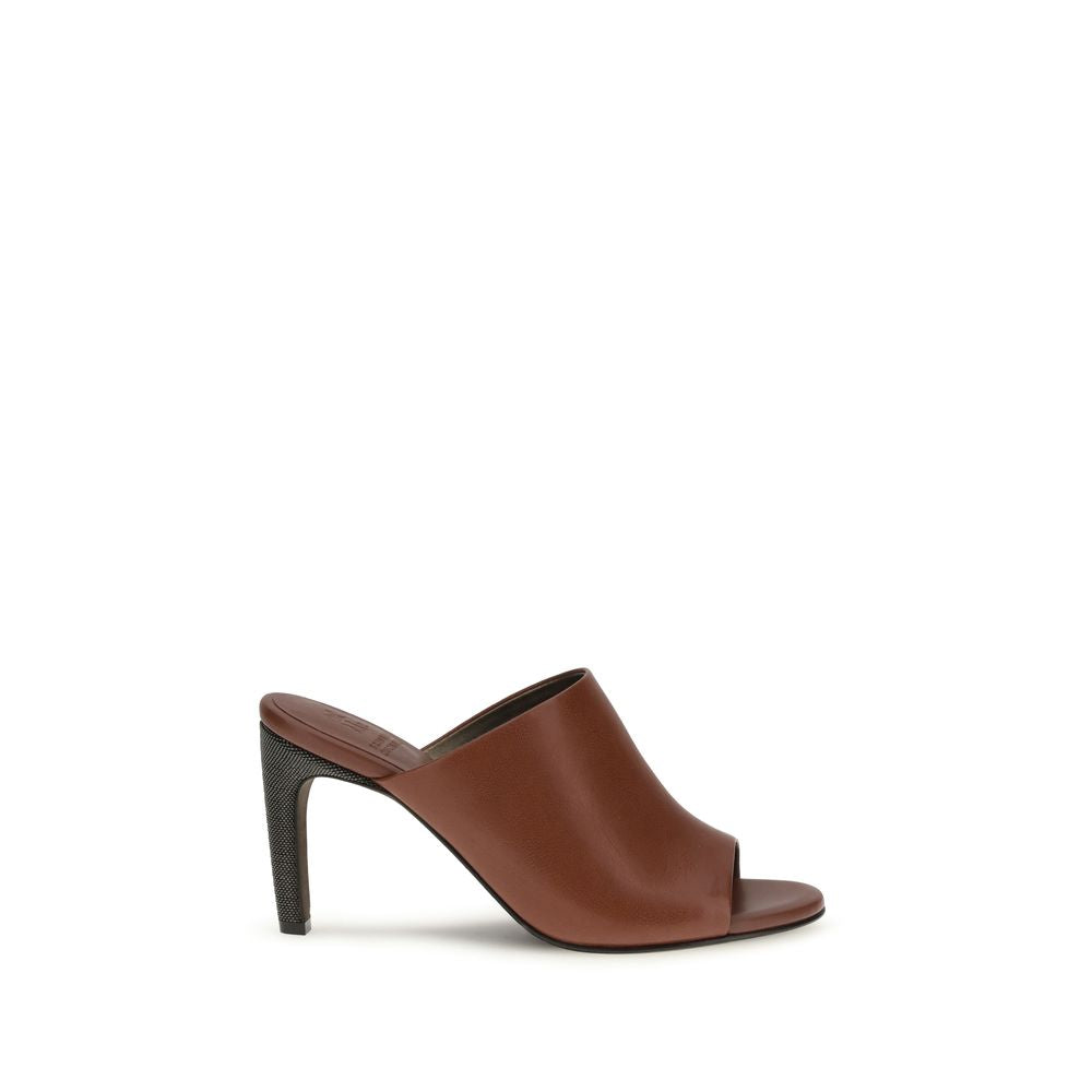 Brunello Cucinelli Brown Calf Leather Bos Taurus High Heel Pumps