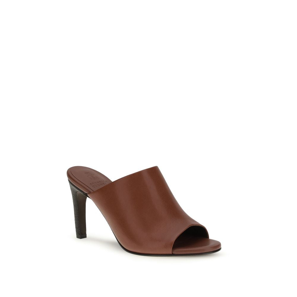 Brunello Cucinelli Brown Calf Leather Bos Taurus High Heel Pumps