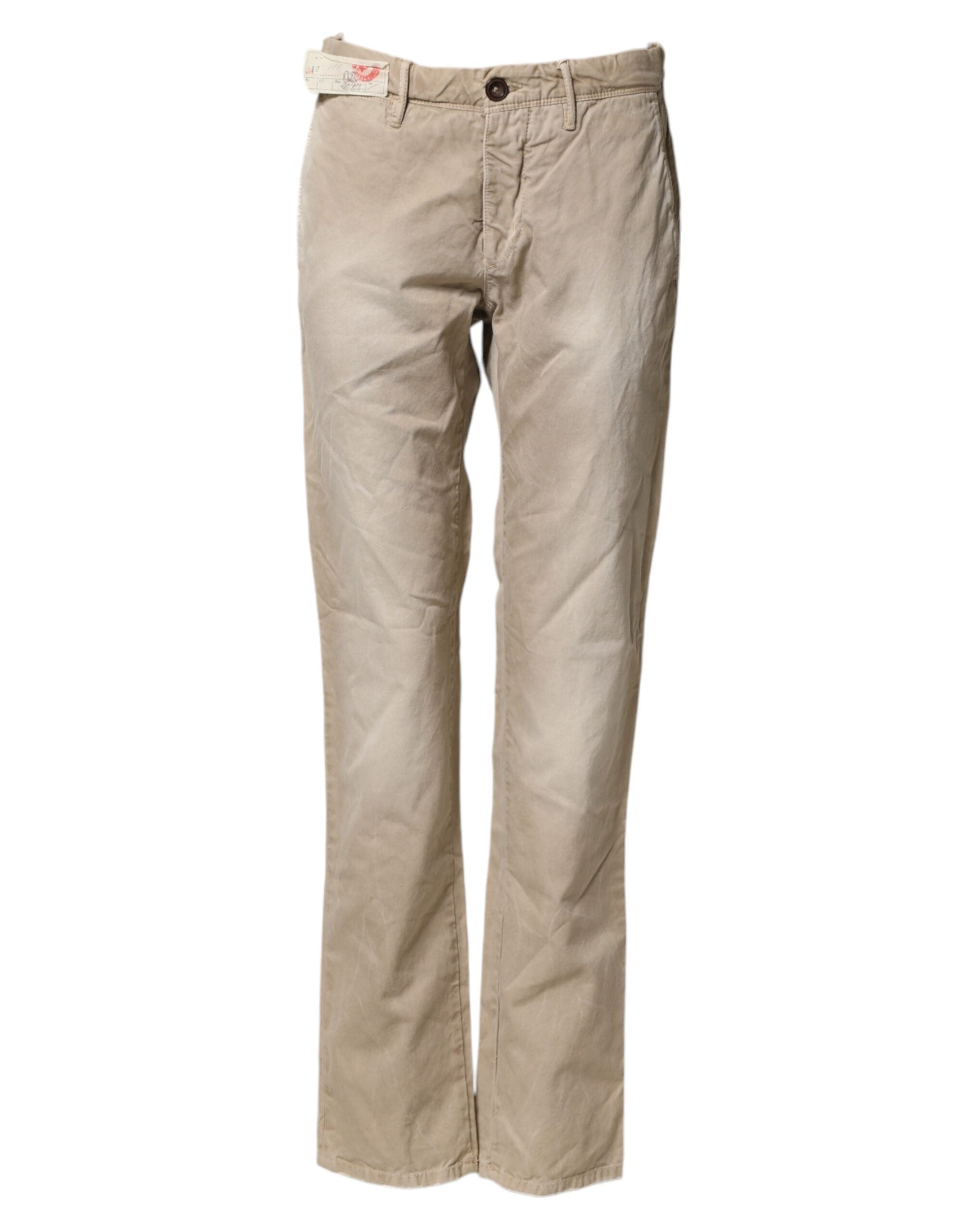 Incotex Beige Mid Waist Straight Women Casual Chino Trouser Pants