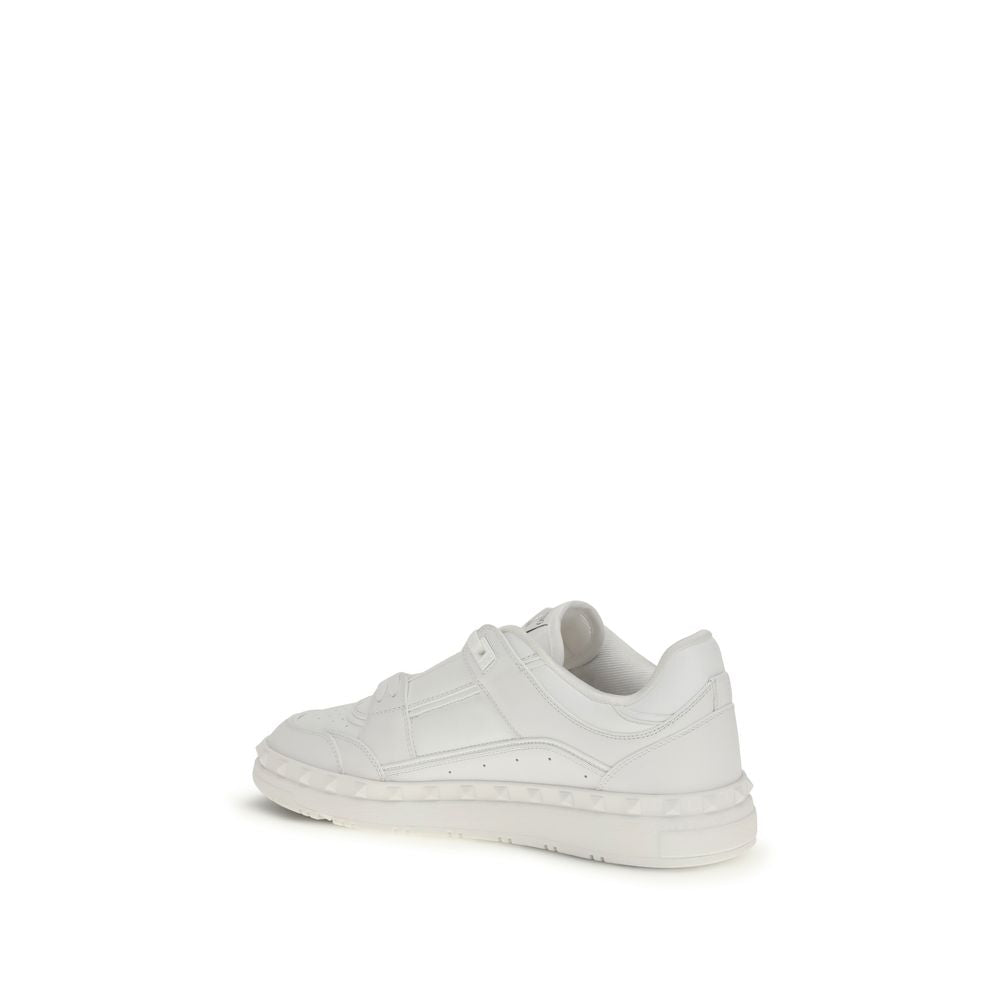 Valentino Garavani White Calf Leather Bos Taurus Low Top Sneakers