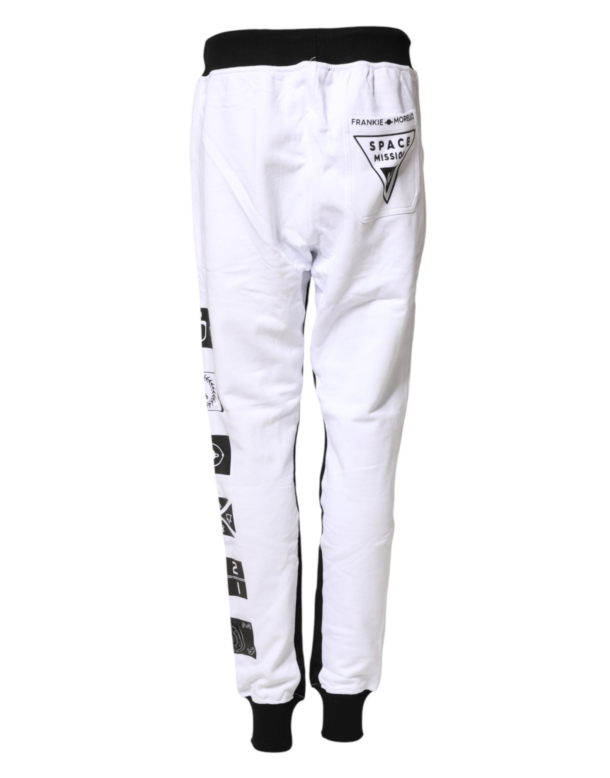 Frankie Morello Black White Skinny Jogger Sweatpants Pants