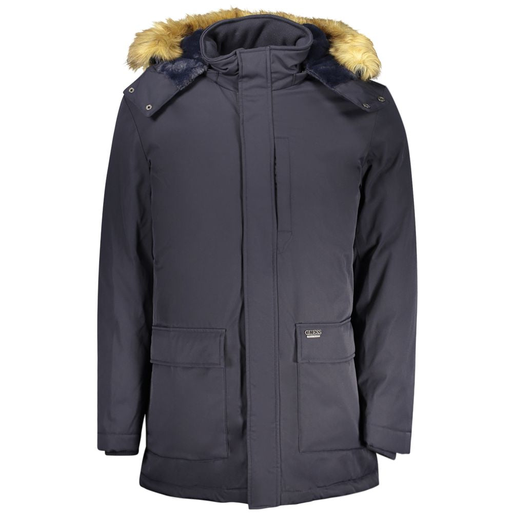 Guess Jeans Blue Polyester Parka