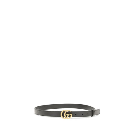 Gucci Black Calf Leather Bos Taurus Thin Belt