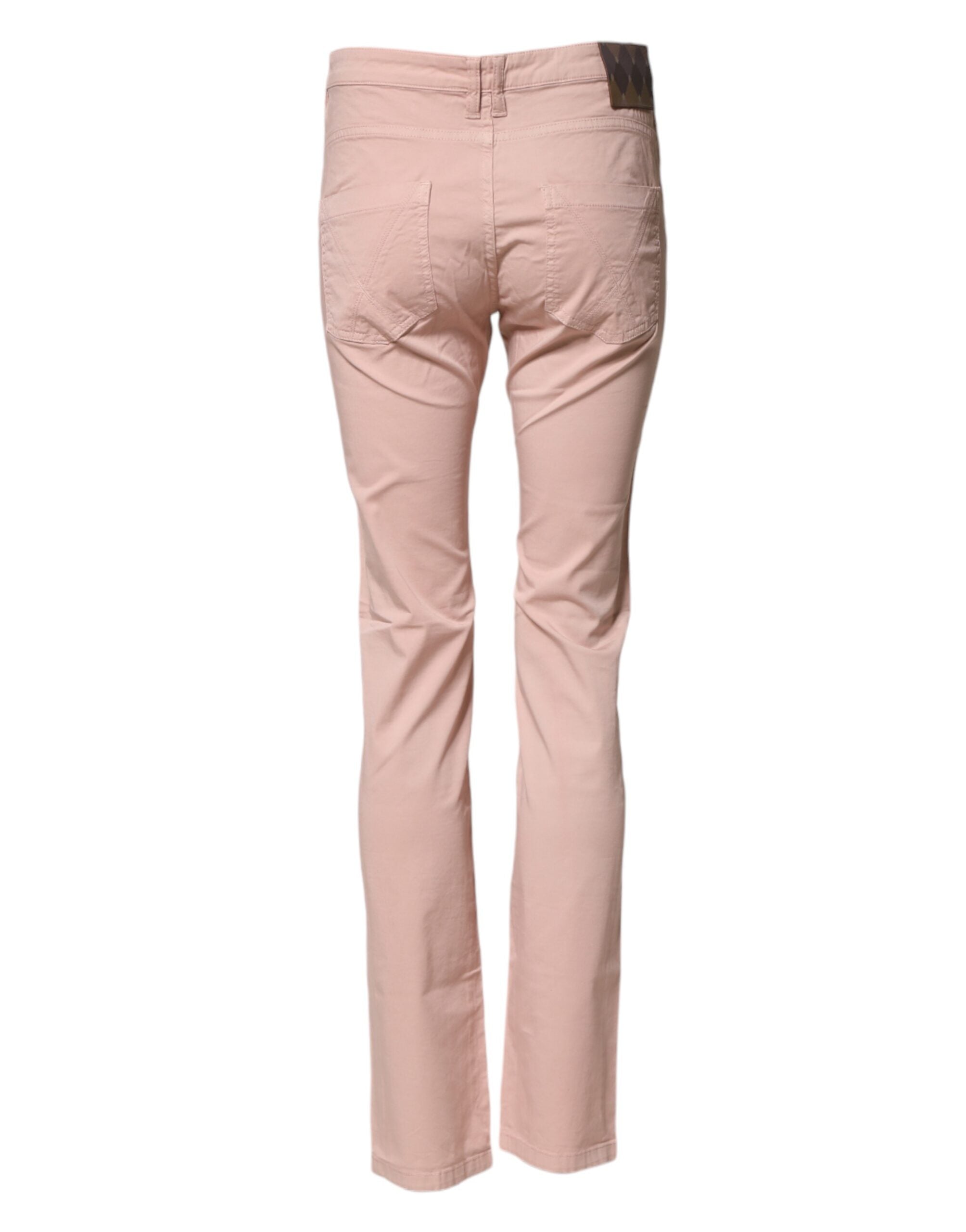 Ballantyne Light Pink Cotton Mid Waist Skinny Fit Denim Jeans