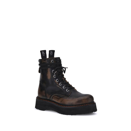 R13 Brown Rubber Lace-Up Boots