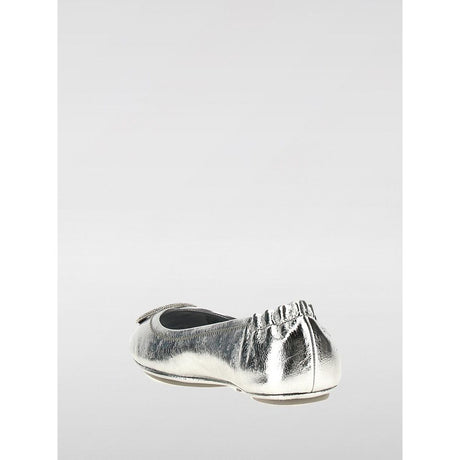 Tory Burch Silver Leather Ballet Flats