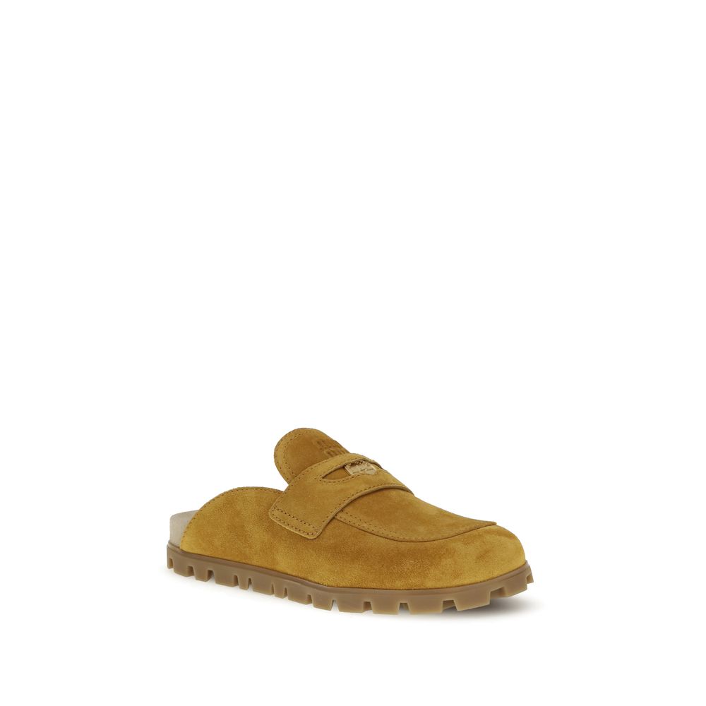 Miu Miu Brown Calf Leather Bos Taurus Mules