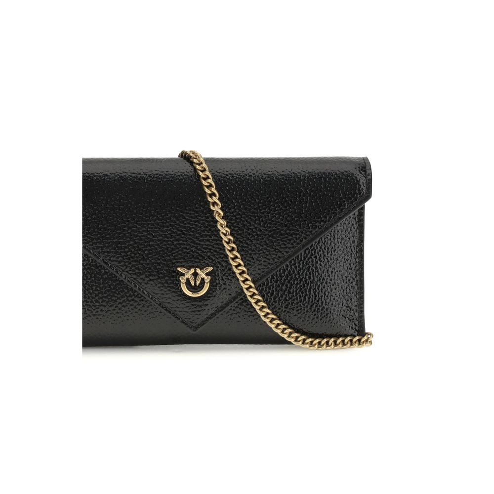 PINKO Black Calf Leather Bos Taurus Shoulder Bag