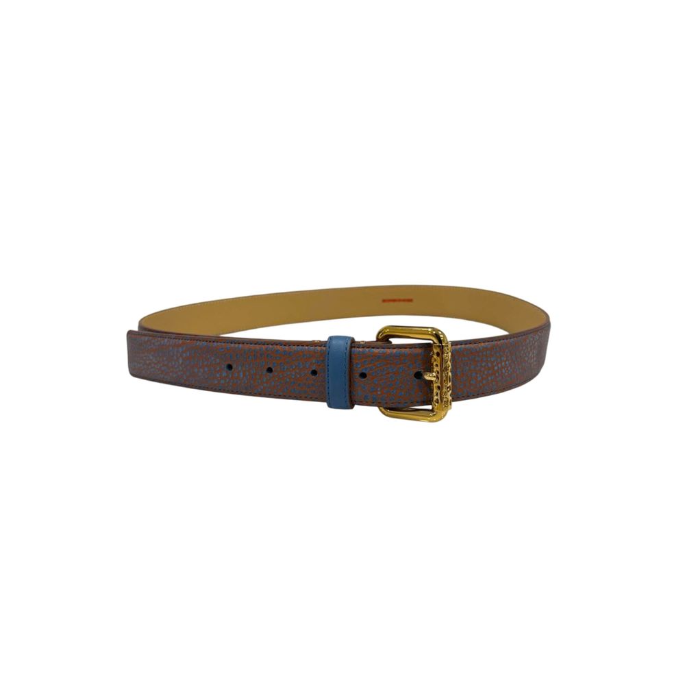 Borbonese Brown Leather Women Belt with Gold Buckle