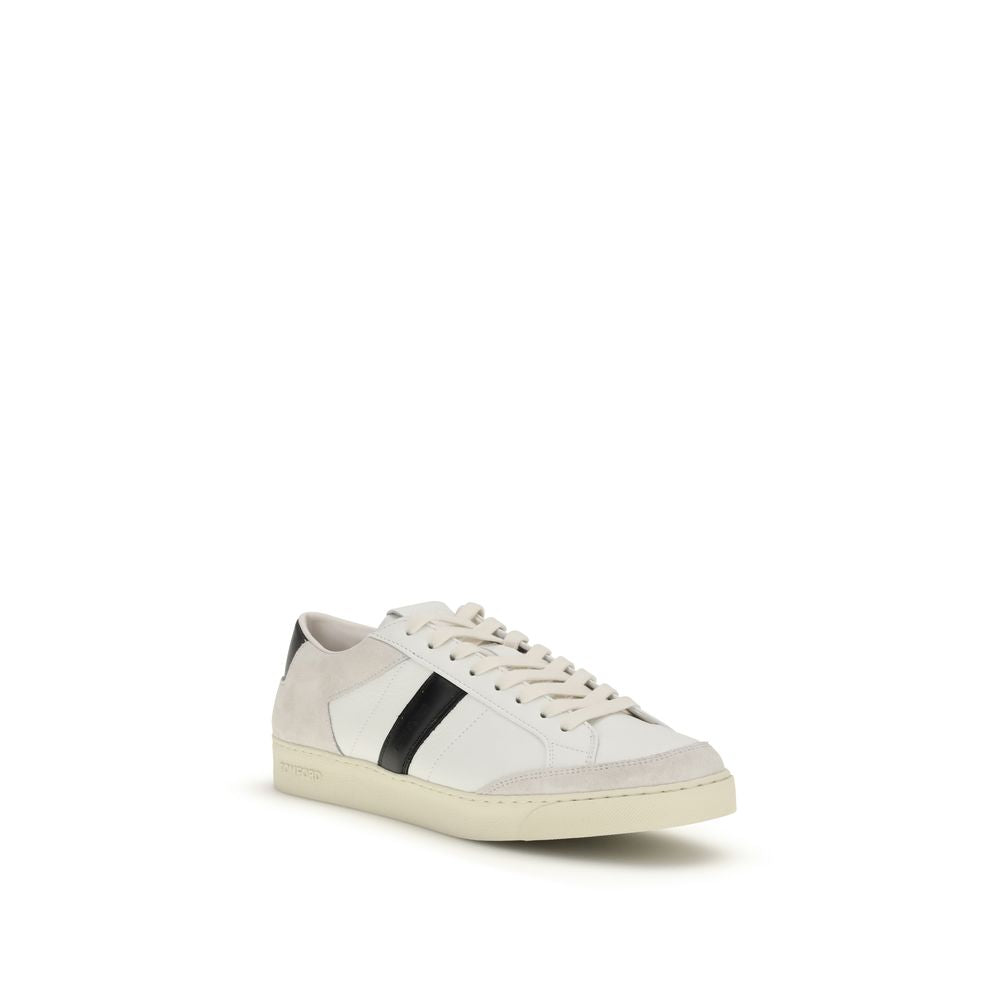 Tom Ford White Calf Leather Bos Taurus Low Top Sneakers