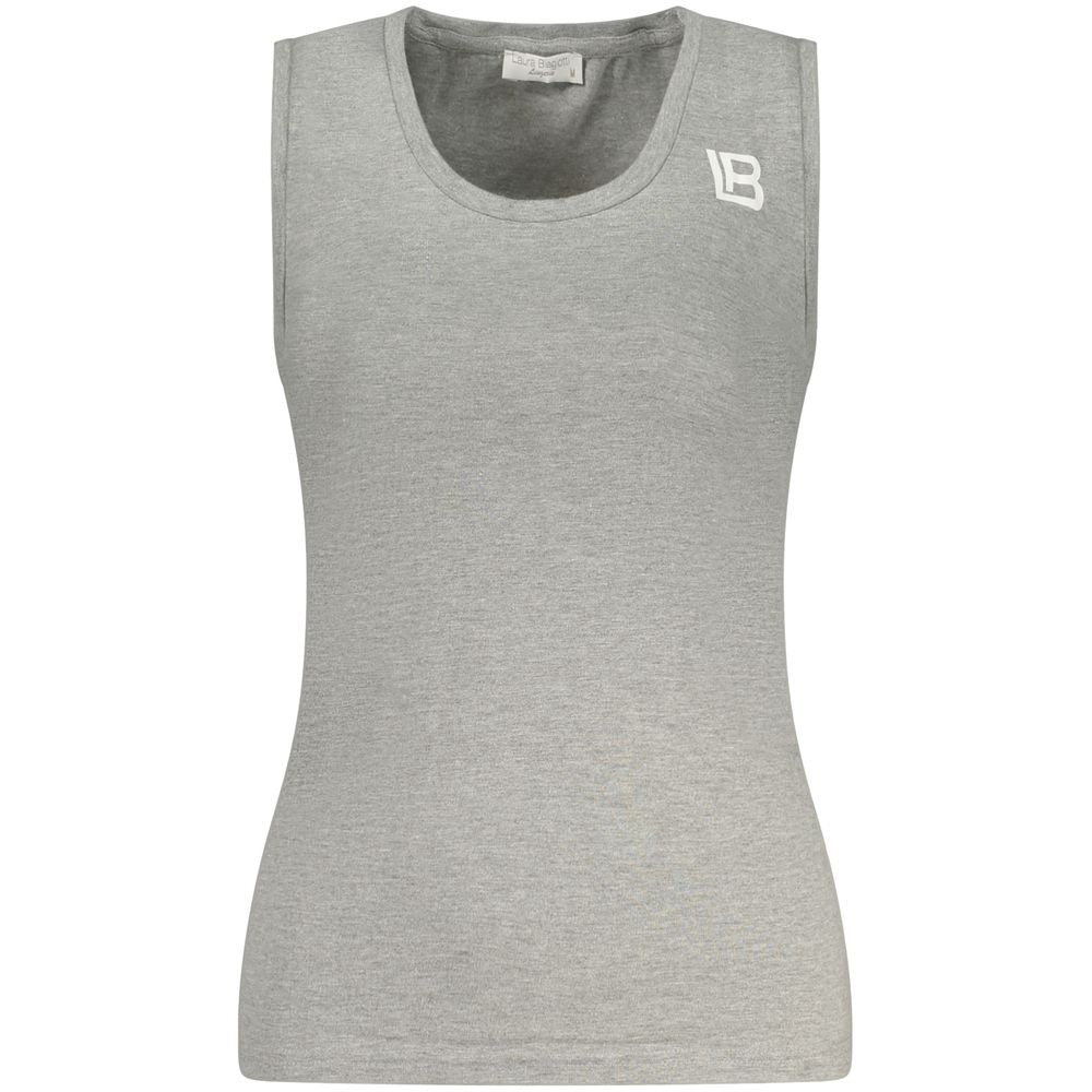 Laura Biagiotti Gray Cotton Sleeveles T-Shirt