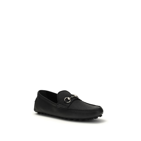 Gucci Black Calf Leather Bos Taurus Slip-On Loafers