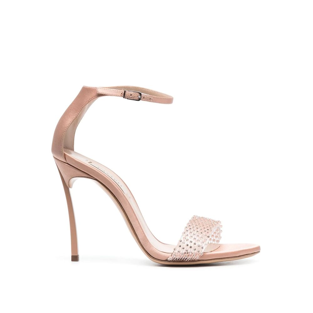 Casadei Beige Silk Stiletto Heel Sandals