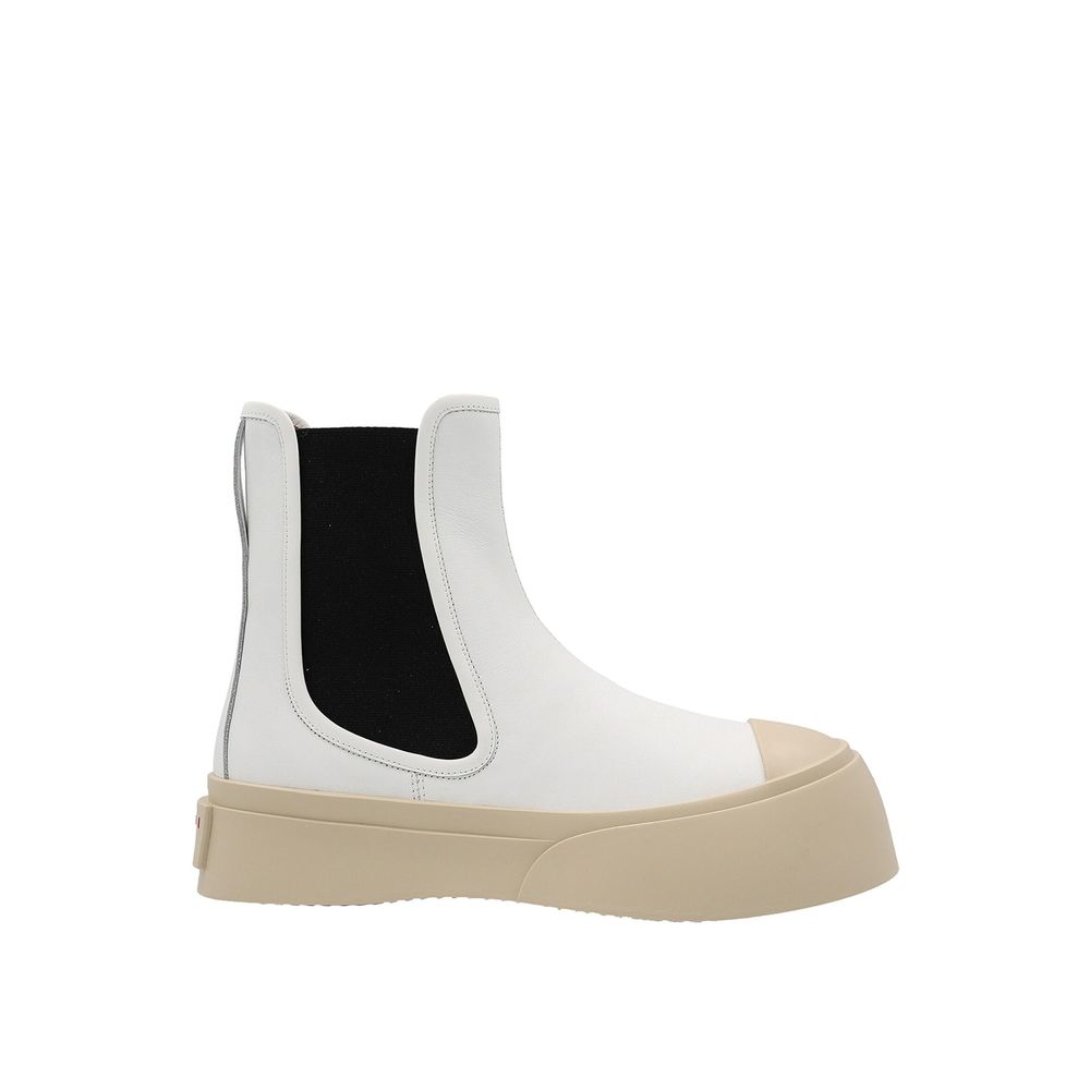 Marni White Calfskin Chelsea Boots