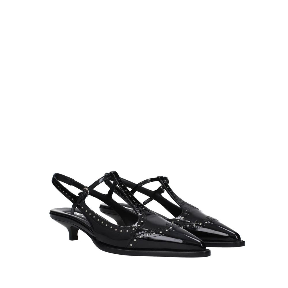 Miu Miu Black Calfskin Mid Heel Pumps