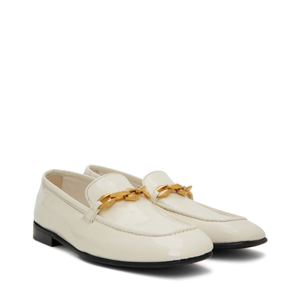 Jimmy Choo White Calfskin Slip-On Loafers