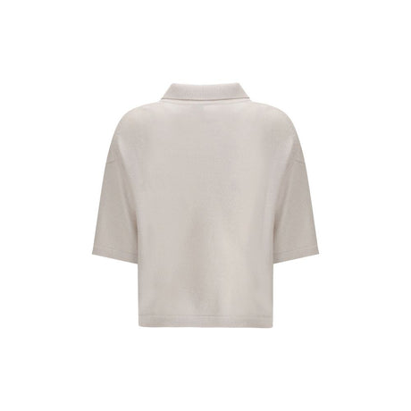 Allude Cream Cashmere Polo Shirt