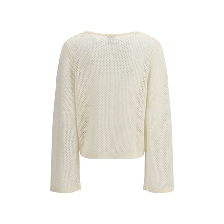 Allude White Fleece Wool Sweatshirt