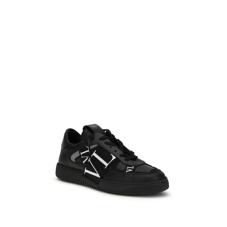 Valentino Garavani Black Calf Leather Bos Taurus Low Top Sneakers