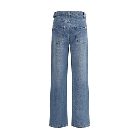 Self-Portrait Blue Cotton Straight-Leg Jeans