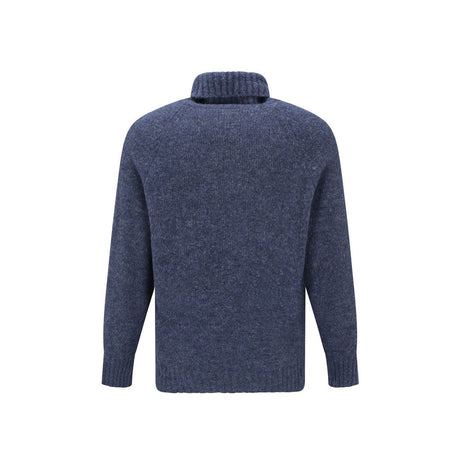 Brunello Cucinelli Blue Alpaca Leather Turtleneck