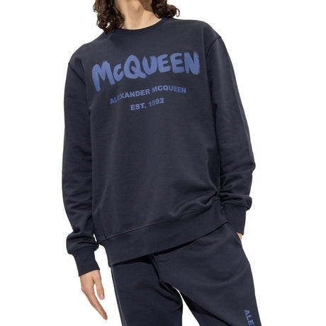 Alexander McQueen Blue Cotton Sweatshirt