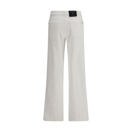 7FOR White Cotton Straight-Leg Jeans