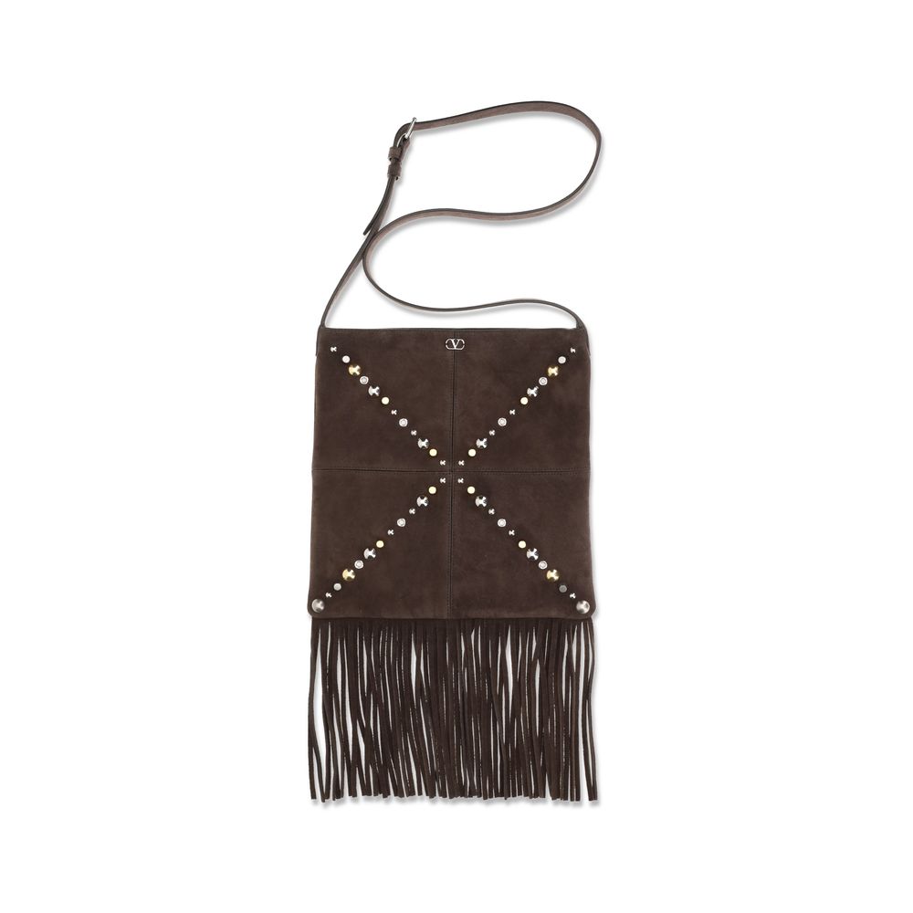 Valentino Garavani Brown Suede Leather Shoulder Bag
