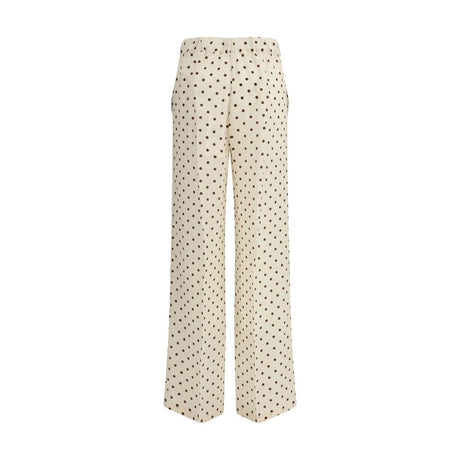 P.A.R.O.S.H. Cream Silk Casual Pants