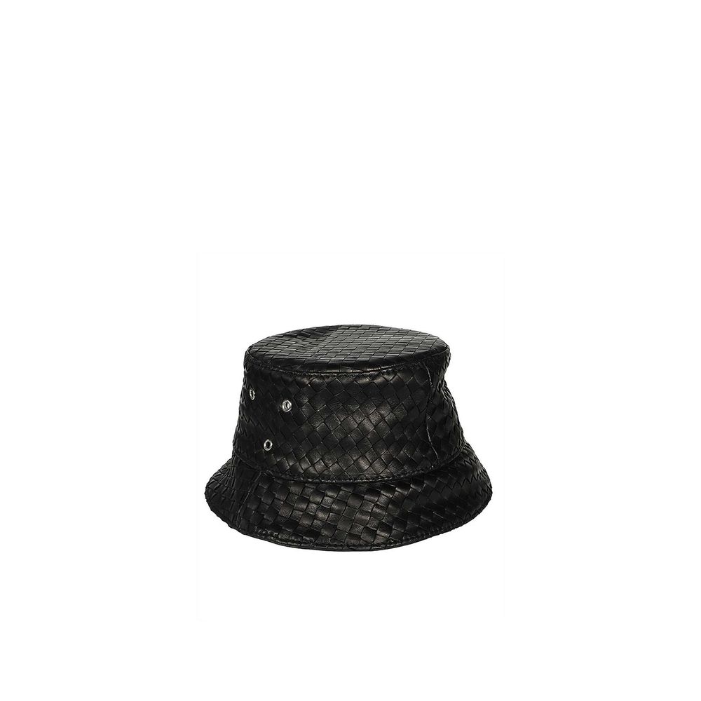 Bottega Veneta Black Lamb Leather Bucket Hat