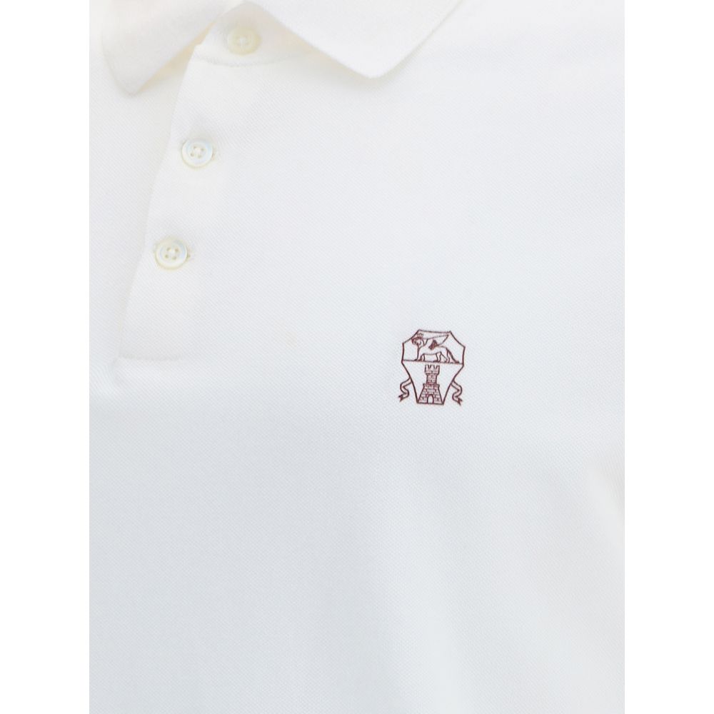 Brunello Cucinelli White Cotton Polo Shirt