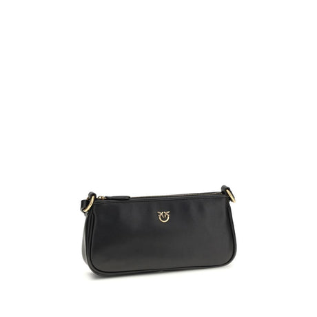 PINKO Black Calf Leather Bos Taurus Shoulder Bag