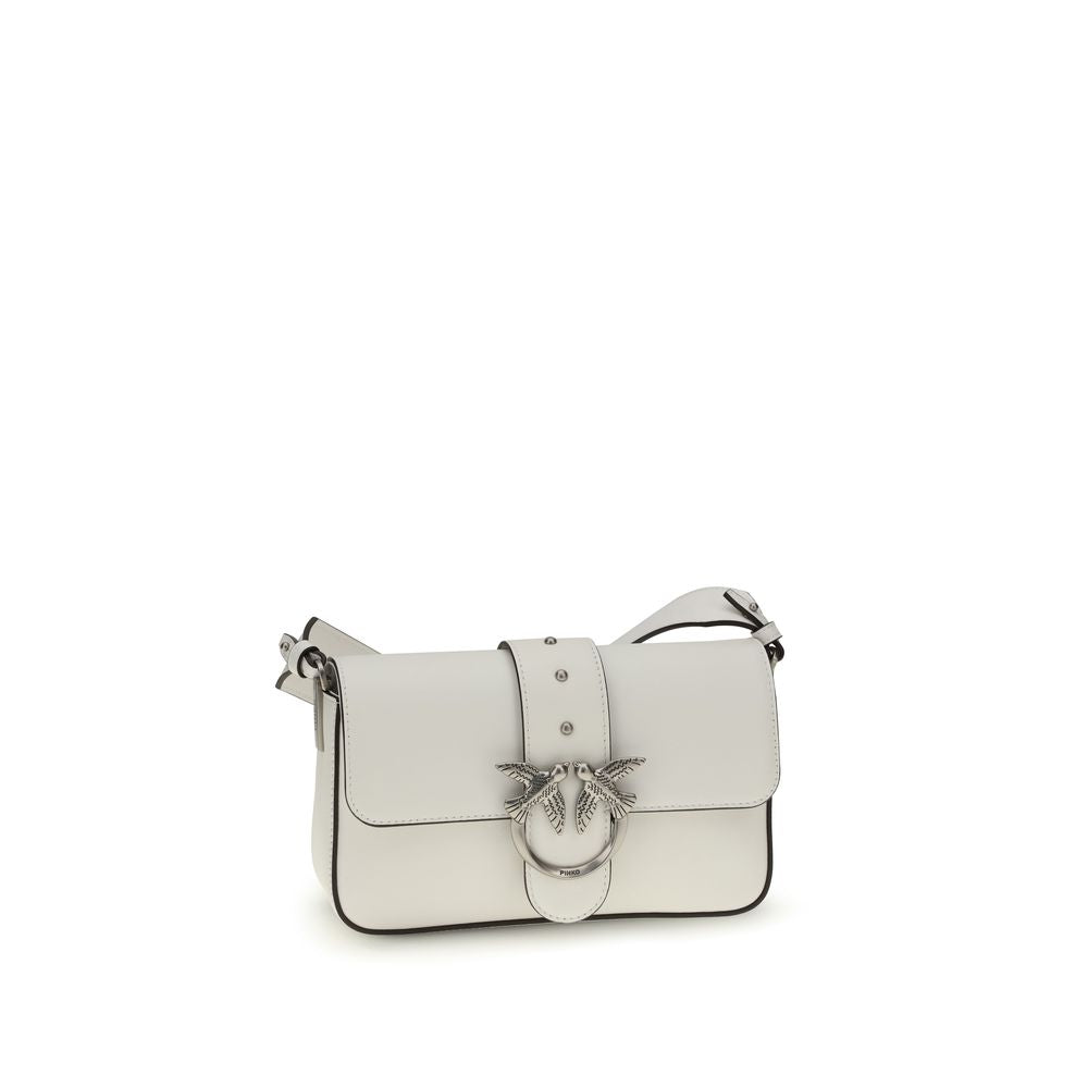 PINKO White Calf Leather Bos Taurus Shoulder Bag