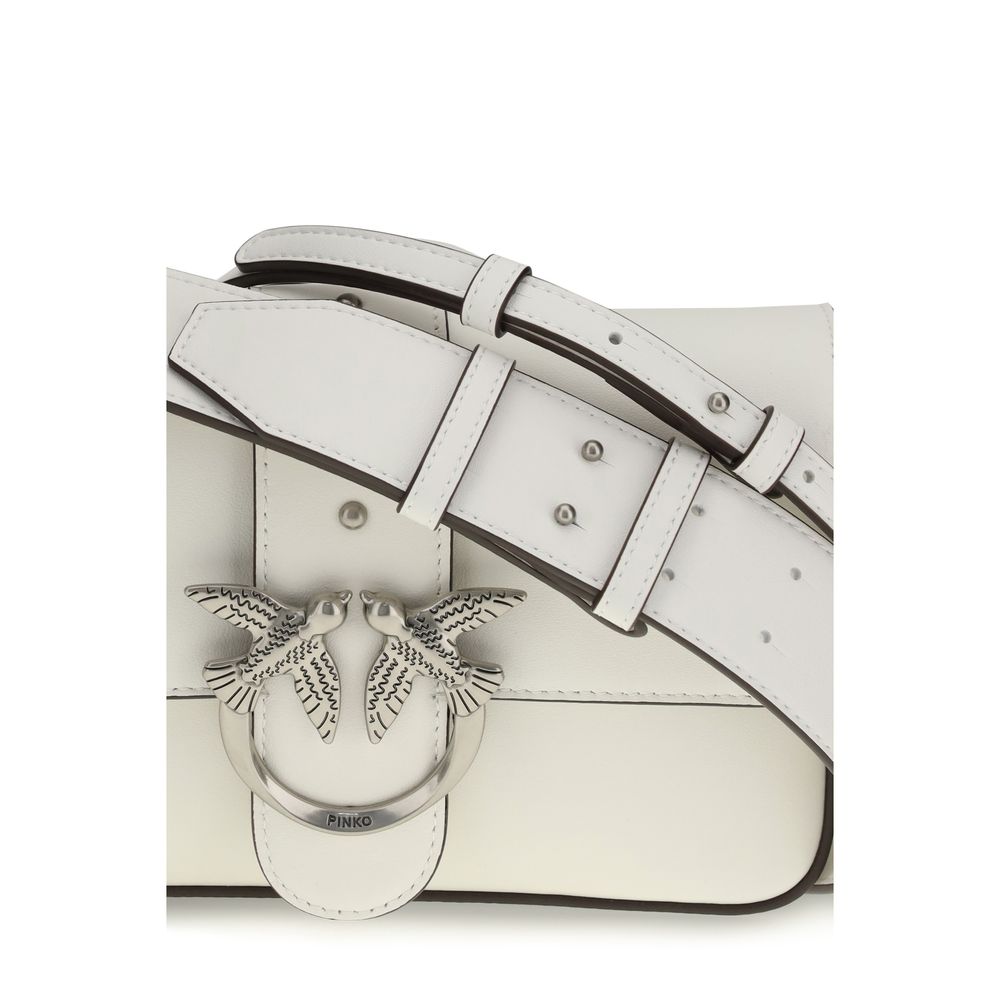 PINKO White Calf Leather Bos Taurus Shoulder Bag