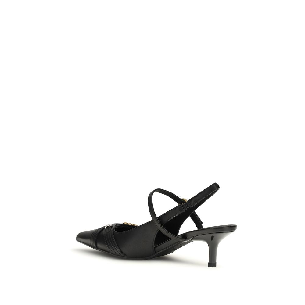 PINKO Black Calf Leather Bos Taurus Pumps