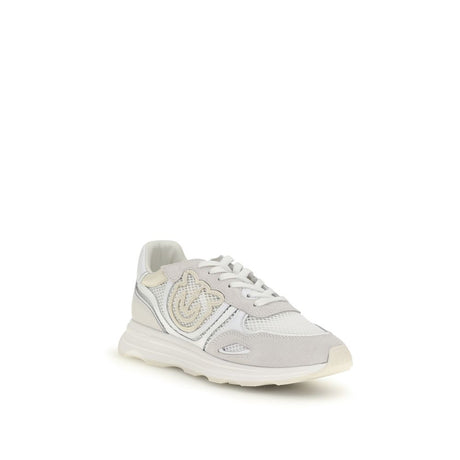 PINKO White Calf Leather Bos Taurus Athletic Sneakers