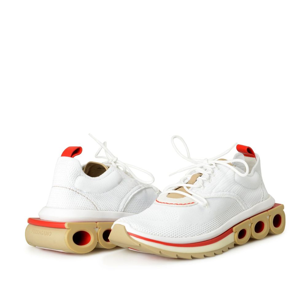 Salvatore Ferragamo White Fabric Athletic Sneakers
