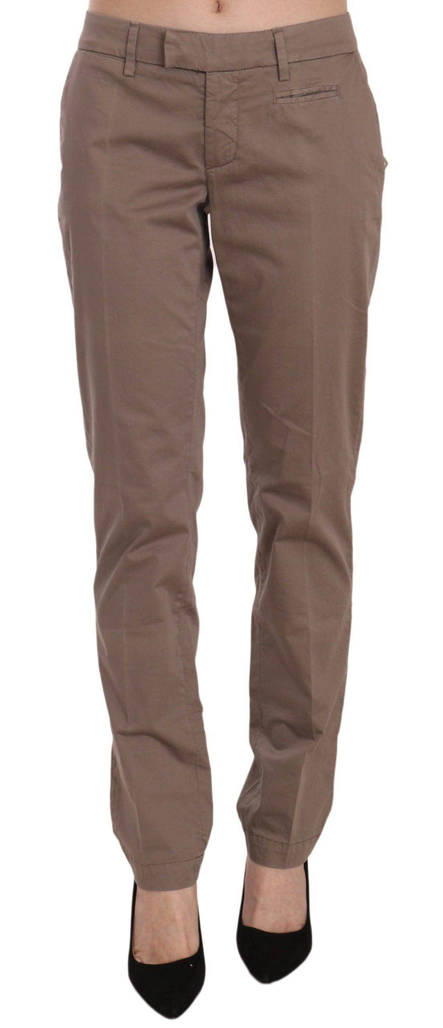 Dondup Chic Brown Straight Cut Trousers - Hilstor