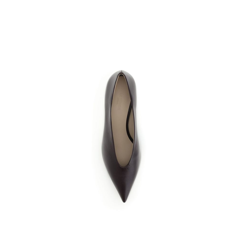 Le Monde Béryl Brown Calf Leather Bos Taurus Mid Heel Pumps