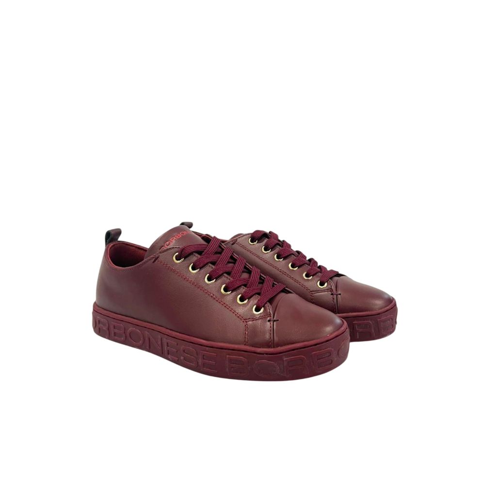 Borbonese Red Leather Women Sneaker with Platform Sole