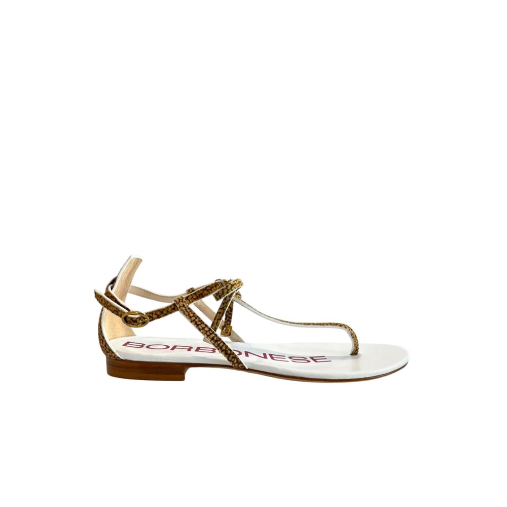 Borbonese Beige Genuine Leather Women Sandal