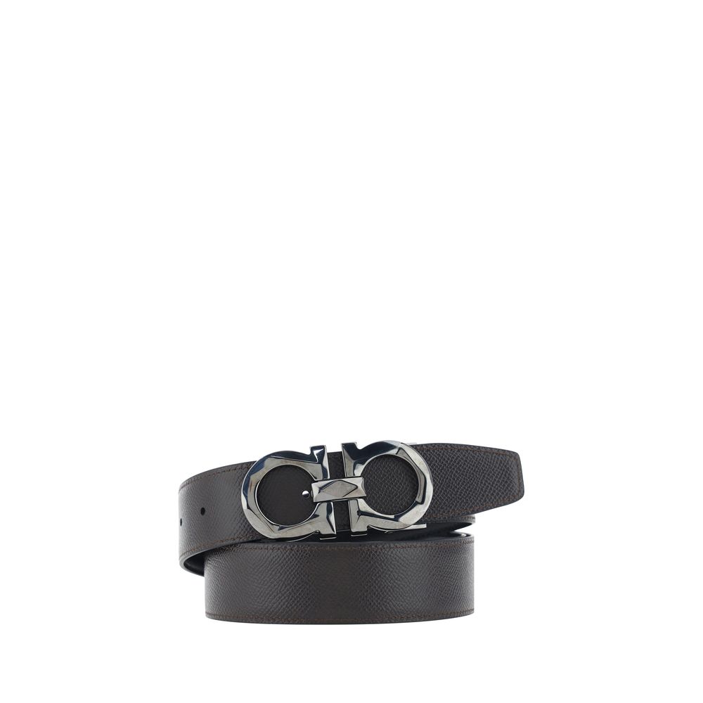 Ferragamo Black Calf Leather Bos Taurus Regular Belt