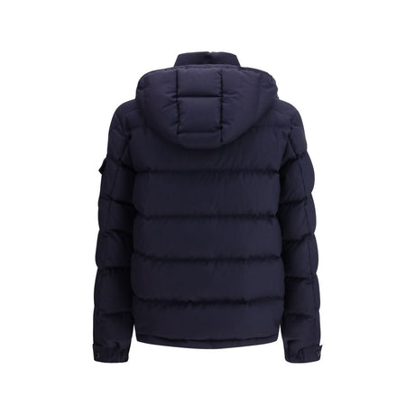 Moncler Blue Fleece Wool Full-Length Jacket