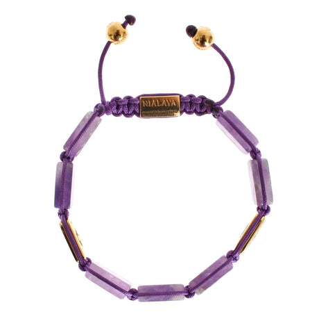 Nialaya Dazzling Diamond Gold-Plated Amethyst Bracelet - Hilstor
