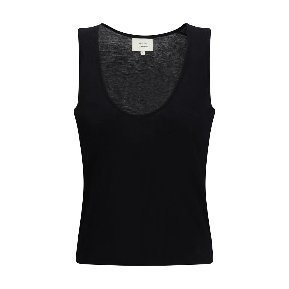 Loulou De Saison Black Cotton Sleeveles T-Shirt